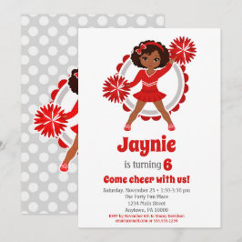 Red Cheerleader - African American Birthday Einladung