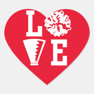Red Cheerleader Liebe Herz Herz-Aufkleber