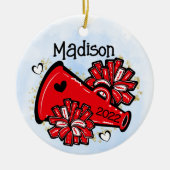 Red Cheerleader Ornament Megaphone Pom Pom (Vorne)