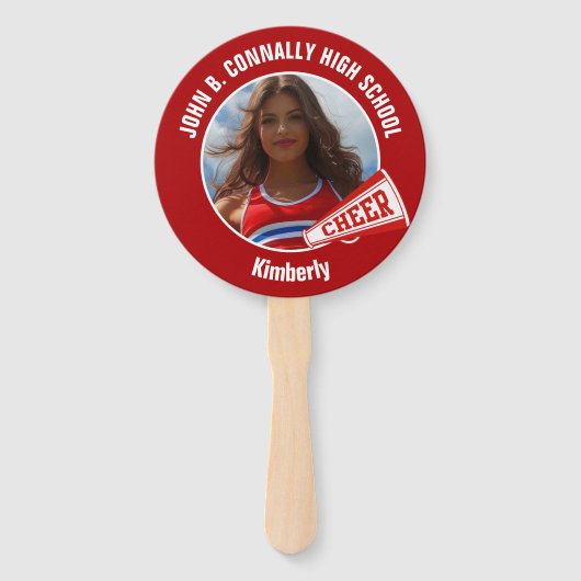 Red Cheerleader Photo High School Spirit Fächer (Vorderseite)