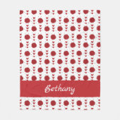 Red Cheerleader Pom Poms & Hearts Muster Fleecedecke (Vorderseite)