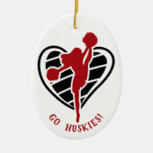 Red Cheerleader Team Name Keramik Ornament (Vorne)