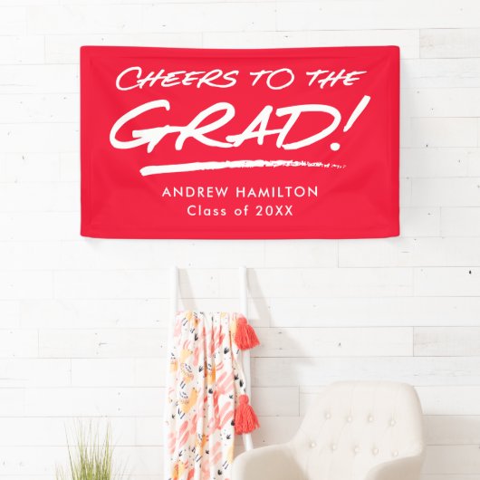 Red Cheers to the Grad Personalized Graduation Banner (Insitu)