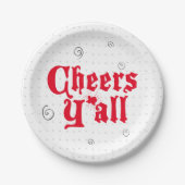 Red Cheers Y'all Pappteller (Vorderseite)