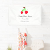 Red Chergreen bow add name date baby Dusche Banner (Insitu)