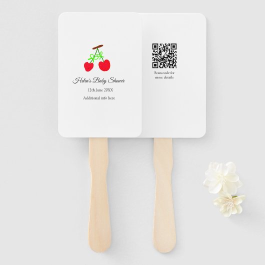 Red Chergreen bow add name date baby Dusche Fächer (Vorne und Hinten)