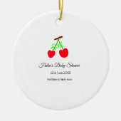Red Chergreen bow add name date baby Dusche Keramik Ornament (Vorne)
