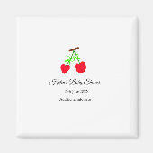 Red Chergreen bow add name date baby Dusche Magnet (Vorne)
