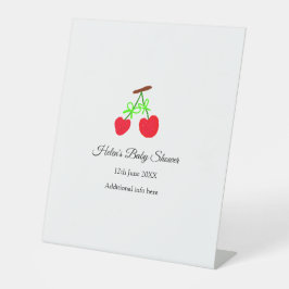 Red Chergreen bow add name date baby Dusche Sockelschild