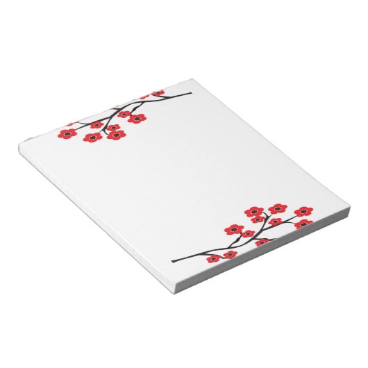 Red Cheroms Blossoms Notepad Notizblock (angewinkelt)
