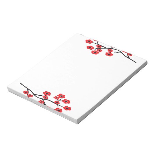 Red Cheroms Blossoms Notepad Notizblock (Rotiert)