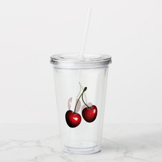 Red Cherries Acrylic Tumbler Sweet Cherry Acryltrinkbecher (Rückseite)