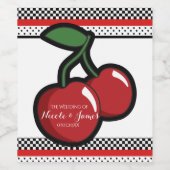 Red Cherries Black Custom Retro Custom Wine Label Weinetikett (Einzelnes Label)