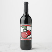 Red Cherries Black Custom Retro Custom Wine Label Weinetikett (Vorderseite)