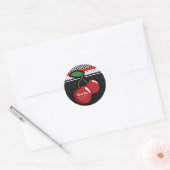 Red Cherries Black Custom Retro Gastgeschenk Runder Aufkleber (Umschlag)