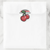 Red Cherries Black Custom Retro Gastgeschenk Runder Aufkleber (Tasche)
