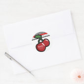 Red Cherries Black Custom Retro Gastgeschenk Runder Aufkleber (Umschlag)