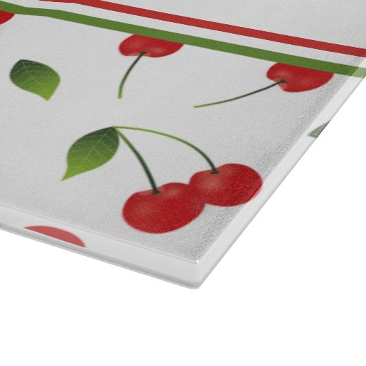 Red Cherries | Custom Monogram Cutting Board Schneidebrett (Ecke)