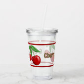Red Cherries Design Personalisiert Acryltrinkbecher (Rückseite)