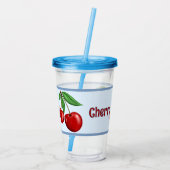 Red Cherries Design Personalisiert Acryltrinkbecher (Rückseite)