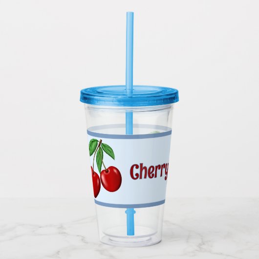 Red Cherries Design Personalisiert Acryltrinkbecher (Vorderseite)