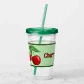 Red Cherries Design Personalisiert Acryltrinkbecher (Rückseite)