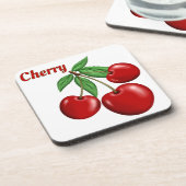 Red Cherries Design Personalisiert Getränkeuntersetzer (Linke Seite)