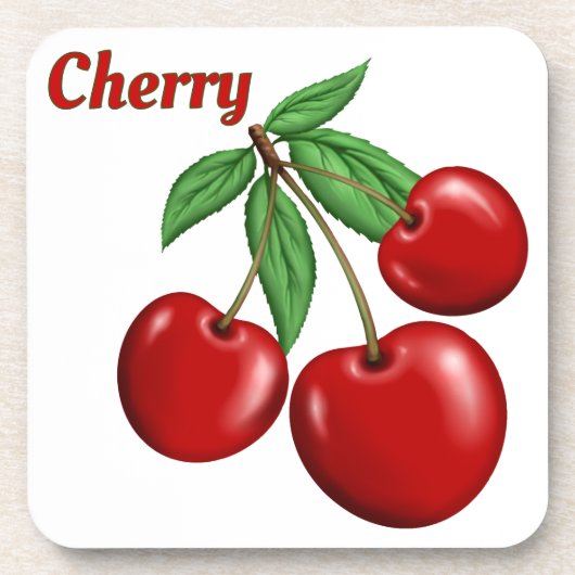 Red Cherries Design Personalisiert Getränkeuntersetzer (Vorderseite)