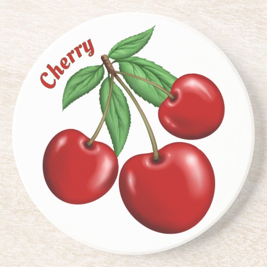 Red Cherries Design Personalisiert Getränkeuntersetzer (Vorne)