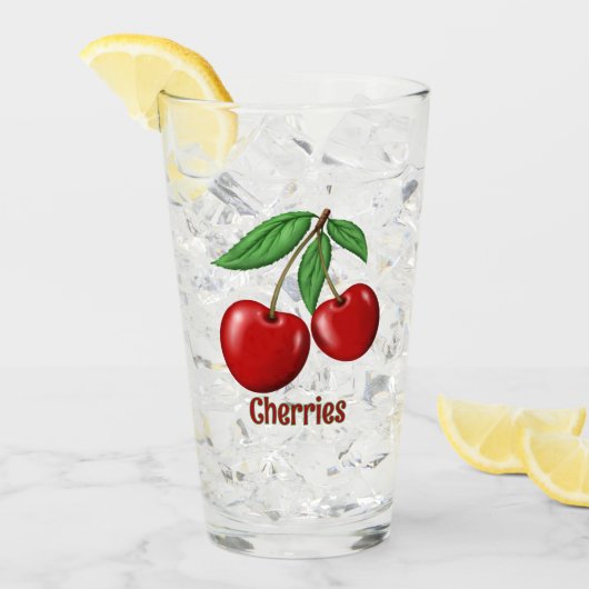 Red Cherries Design Personalisiert Glas (Vorderseite Ice)