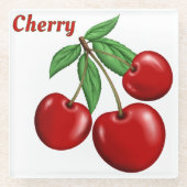 Red Cherries Design Personalisiert Glasuntersetzer (Vorderseite)