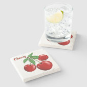 Red Cherries Design Personalisiert Steinuntersetzer (Seitenansicht)
