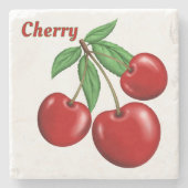 Red Cherries Design Personalisiert Steinuntersetzer (Vorderseite)