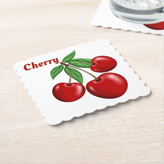 Red Cherries Design Personalisiert Untersetzer (angewinkelt)