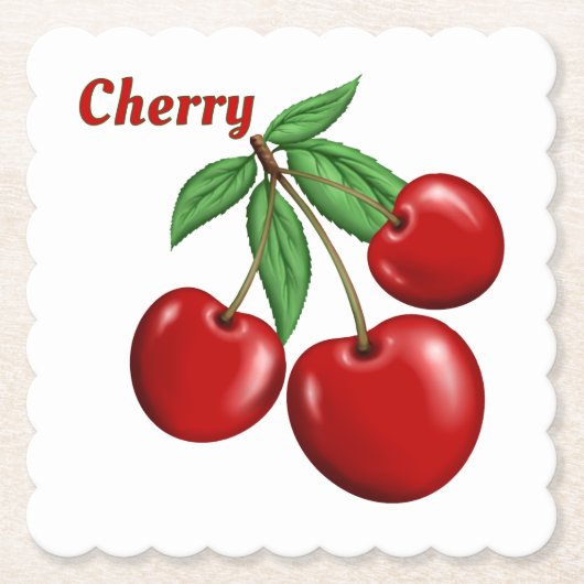 Red Cherries Design Personalisiert Untersetzer (Vorderseite)
