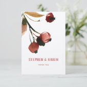 Red Cherries Elegant Wedding Danke Card (Stehend Vorderseite)