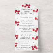 Red Cherries Frucht Elegante Rustikale Hochzeit All In One Einladung (Innen Boden)