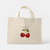 Red Cherries Frucht personalisieren Name Custom Mini Stoffbeutel (Rückseite)