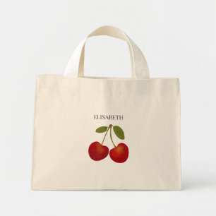 Red Cherries Frucht personalisieren Name Custom Mini Stoffbeutel