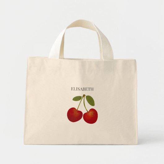 Red Cherries Frucht personalisieren Name Custom Mini Stoffbeutel (Vorne)