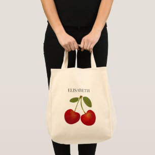 Red Cherries Frucht personalisieren Name Custom Tragetasche