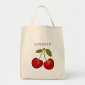 Red Cherries Frucht personalisieren Name Custom Tragetasche (Vorne)