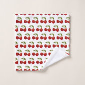 Red Cherries Frucht Personalisierter Name Badhandtuch Set (Waschlappen)