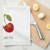 Red Cherries Frucht Personalisierter Name Geschirrtuch (Viertel Falte)