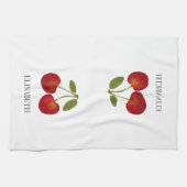 Red Cherries Frucht Personalisierter Name Geschirrtuch (Horizontal)