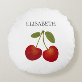 Red Cherries Frucht Personalisierter Name Rundes Kissen