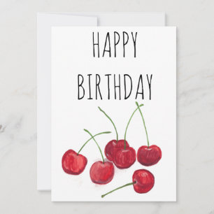 Red Cherries Frucht Wasserfarbe Süße Happy Birthda Einladung