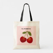 Red Cherries Fruchtpersonalize Name Tote Bag Tragetasche (Rückseite)