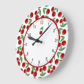 Red Cherries Graphic All Over Pattern Large Clock Große Wanduhr (Winkel)