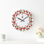 Red Cherries Graphic All Over Pattern Large Clock Große Wanduhr (Zuhause)